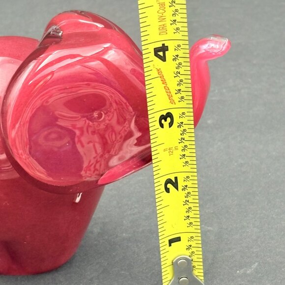 Handcrafted Glass Elephant Figurine Pink Lucky Trunk Up Paperweight Art Deco‎ - Picture 5 of 12